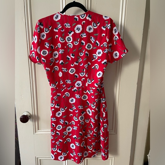 Red J Crew Wrap Dress, floral poppy print - Picture 3 of 4